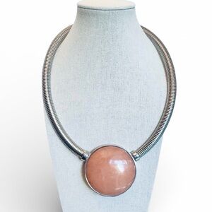 🌸 Silver & Pink Jade Necklace 🌸